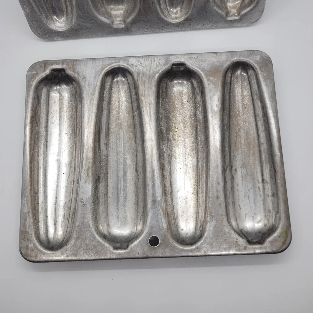 Vintage Aluminum Cornbread Stick Pan Set of 2 Corn Cob Shape Muffin Mold Trays